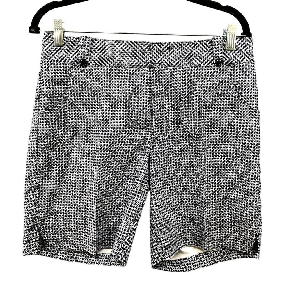 Sunice Golf Shorts Womens Size 8 Black White Printed 7'' Inseam Active Mid Rise